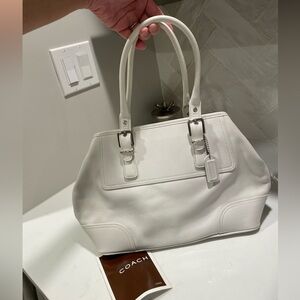 Coach White Leather Tote Bag
